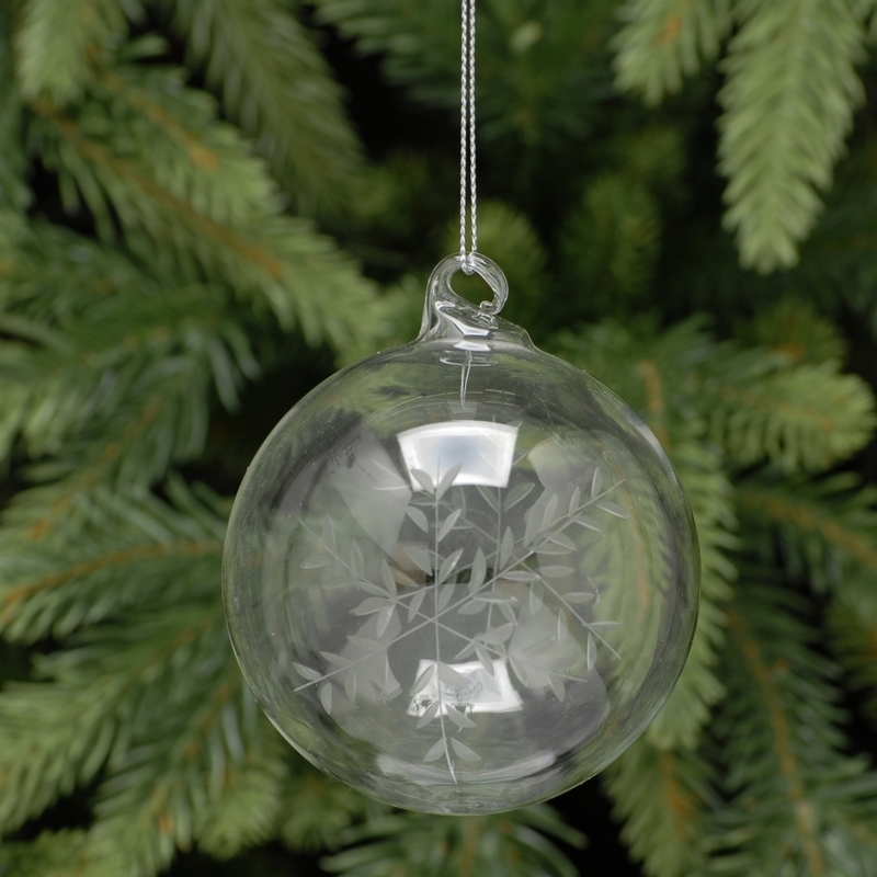 Leaf Christmas Tree Bauble Decoration Clear & Silver - 8cm - Buy Online ...