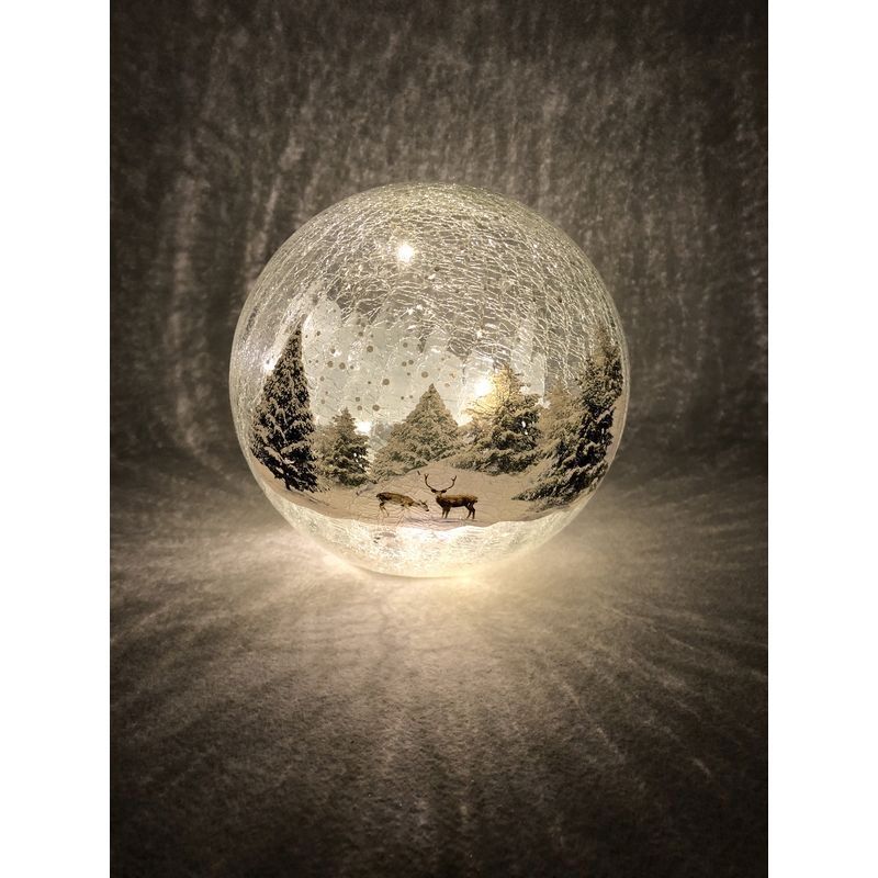 15 LED White Forest Crackle Effect Ball 20cm