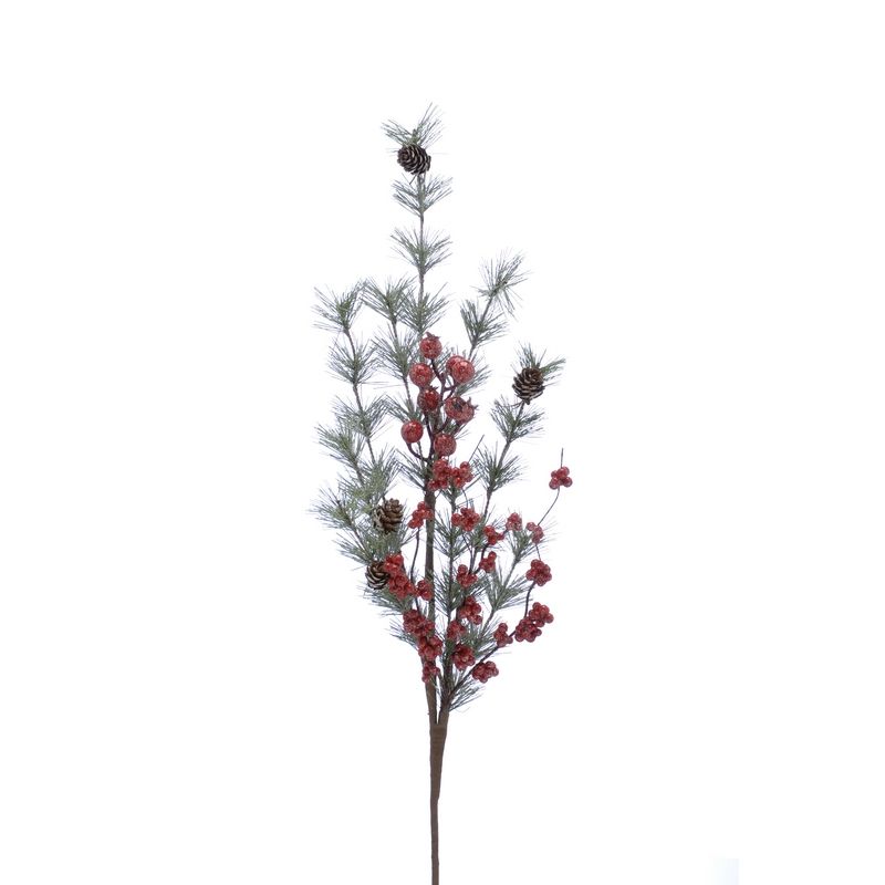 Berries & Bristles Pick Stem Christmas Decoration Natural with Frosted Pattern - 70cm 