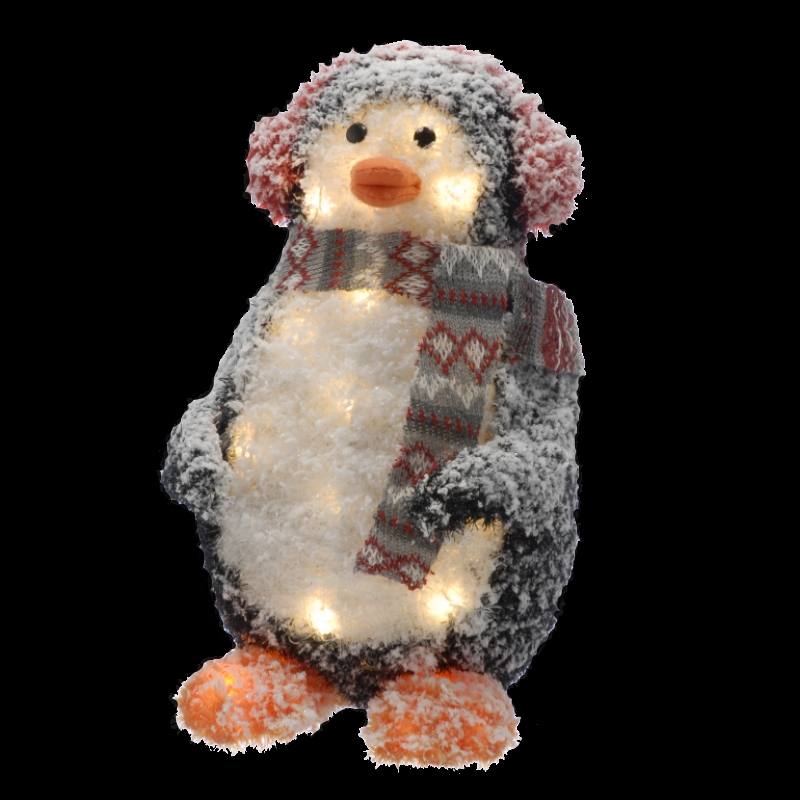 Festive 20 LED Warm White Static Indoor 45cm Tall Snowy Penguin Decoration Battery