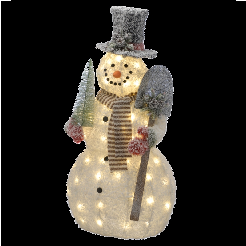 Festive 60 LED Warm White Static Indoor 120cm Tall Jingle Snowman Decoration Battery