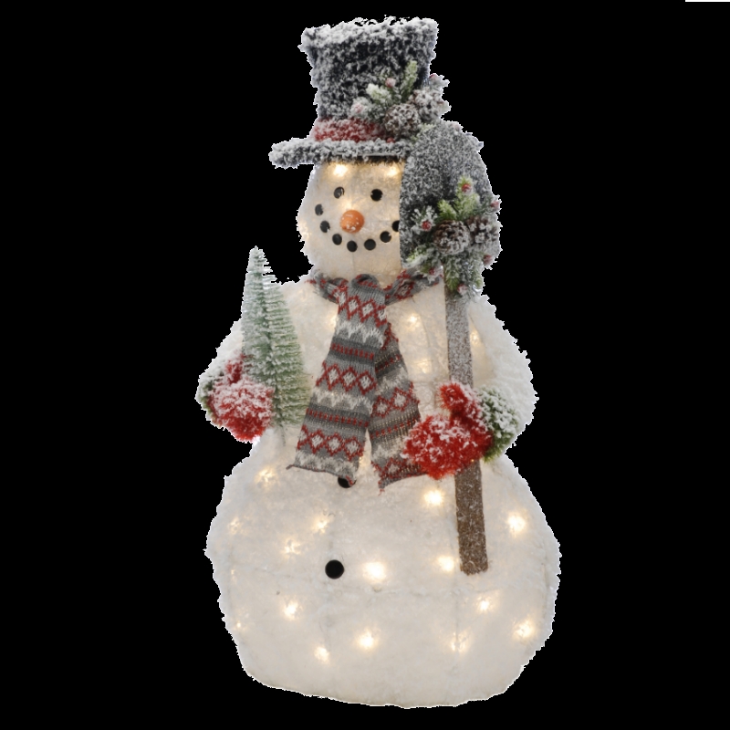 Festive 40 LED Warm White Static Indoor 90cm Tall Merry Snowman Decoration Battery