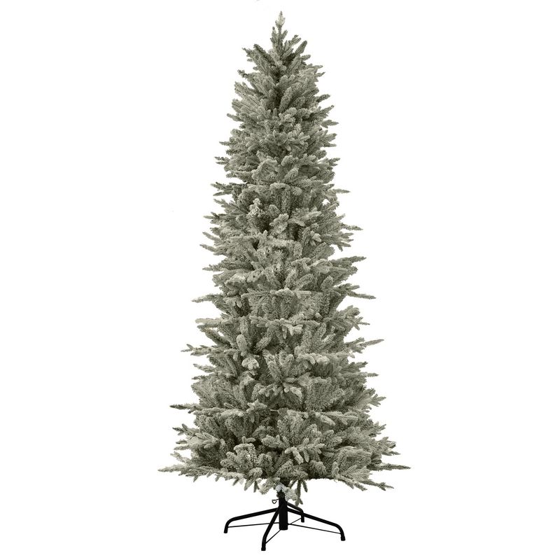 Festive 195cm (6' 6") Prelit Slim Northern Flocked Fir Christmas Tree Warm White 2354 Tips