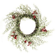 See more information about the Wreath Christmas Decoration Green with Frosted Pattern - 59cm 