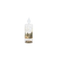 See more information about the LED Christmas Clear Glass Candle With Reindeer - 26.5cm