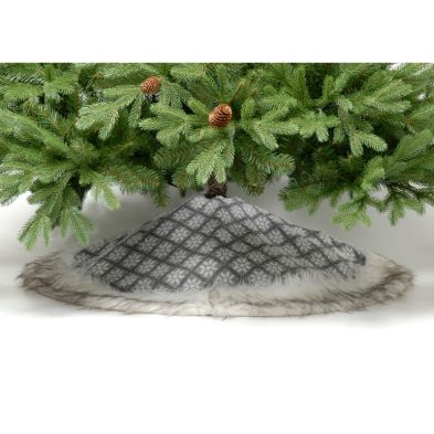 See more information about the 100cm Christmas Tree Skirt Polyester Grey & White 