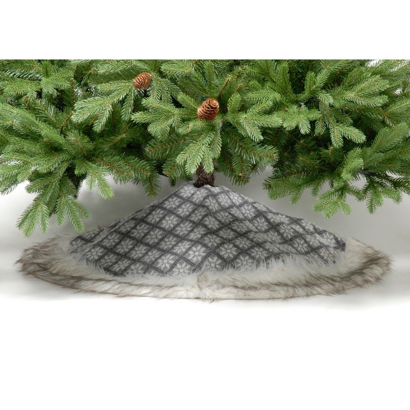 100cm Christmas Tree Skirt Polyester Grey & White 