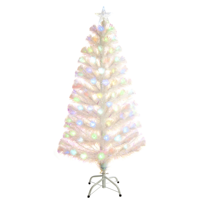 3ft Fibre Optic Christmas Tree Artificial - White with LED Lights Multicoloured 