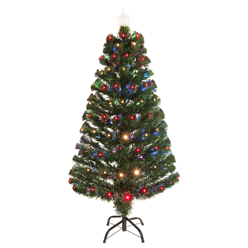 180cm (6 Foot) Multicolour Green Fibre Optic 220 Tips Christmas Tree