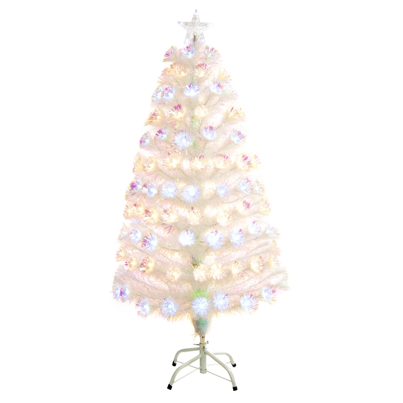 3ft Fibre Optic Christmas Tree Artificial - White with LED Lights Blue & White 