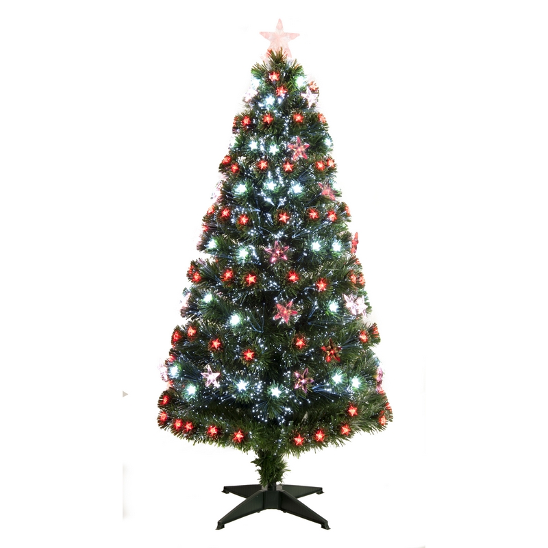 3ft Fibre Optic Christmas Tree Artificial - with LED Lights White & Red 