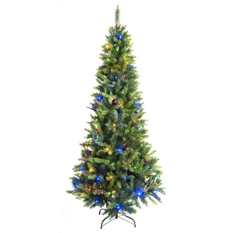7ft Prelit Christmas Tree Artificial - with LED Lights Multicoloured 778 Tips 