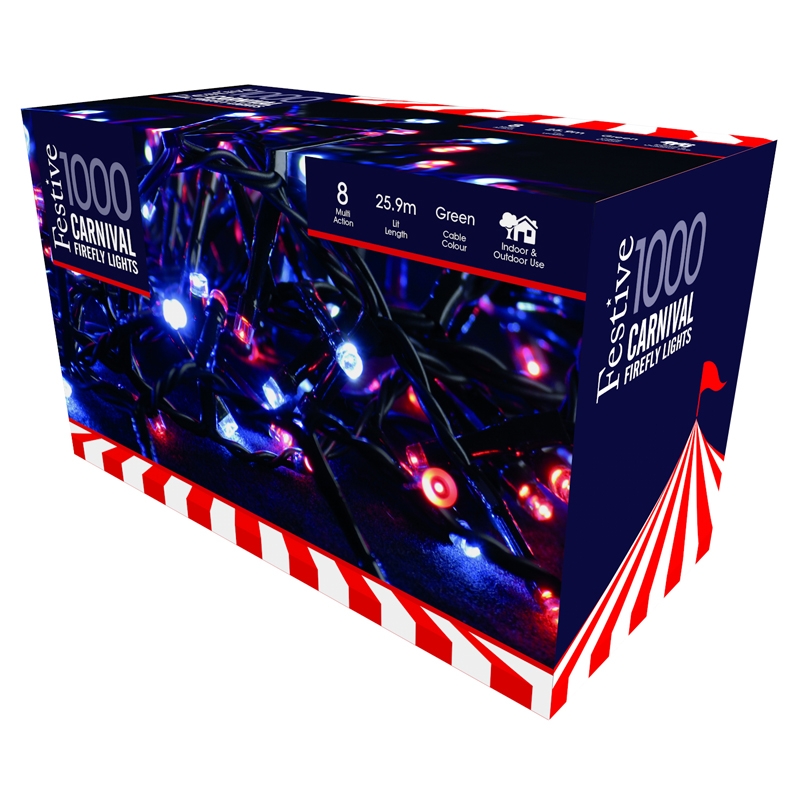1000 LED Blue & Red Carnival Firefly Lights