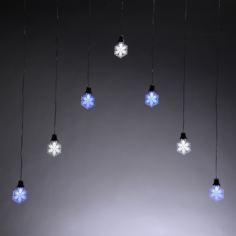 Curtain Snowflake Christmas Light Multifunction Blue & White Outdoor 