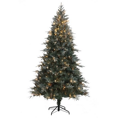 8ft Caledonian Pine Christmas Tree Artificial White Frosted Green With Led Lights Warm White 3872 Tips