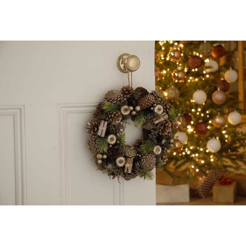 Gold & Silver Bauble Wreath 30cm