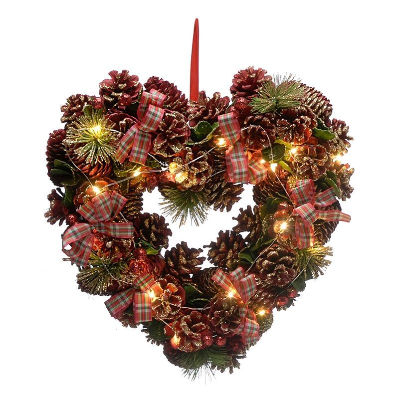 Hearts & Tartan Indoor Illuminated Wreath 36cm