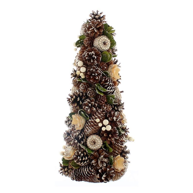 Berries & Cones Christmas Tree Artificial - Green & Gold Ornament - 43cm