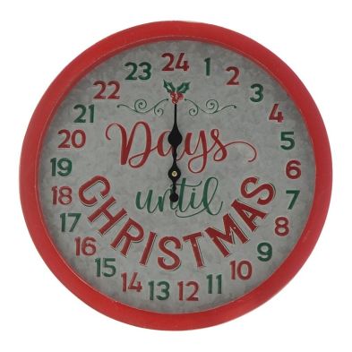 Red Green Wooden Days Countdown Advent Calendar Clock 36cm