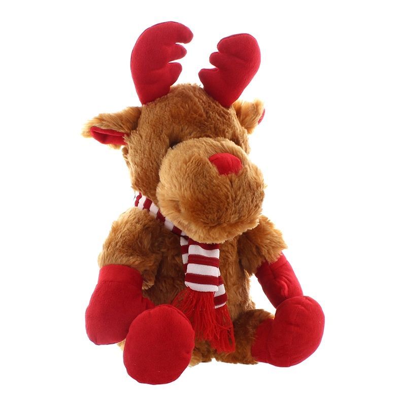Reindeer Soft Toy Christmas Decoration Brown & Red - 33cm 