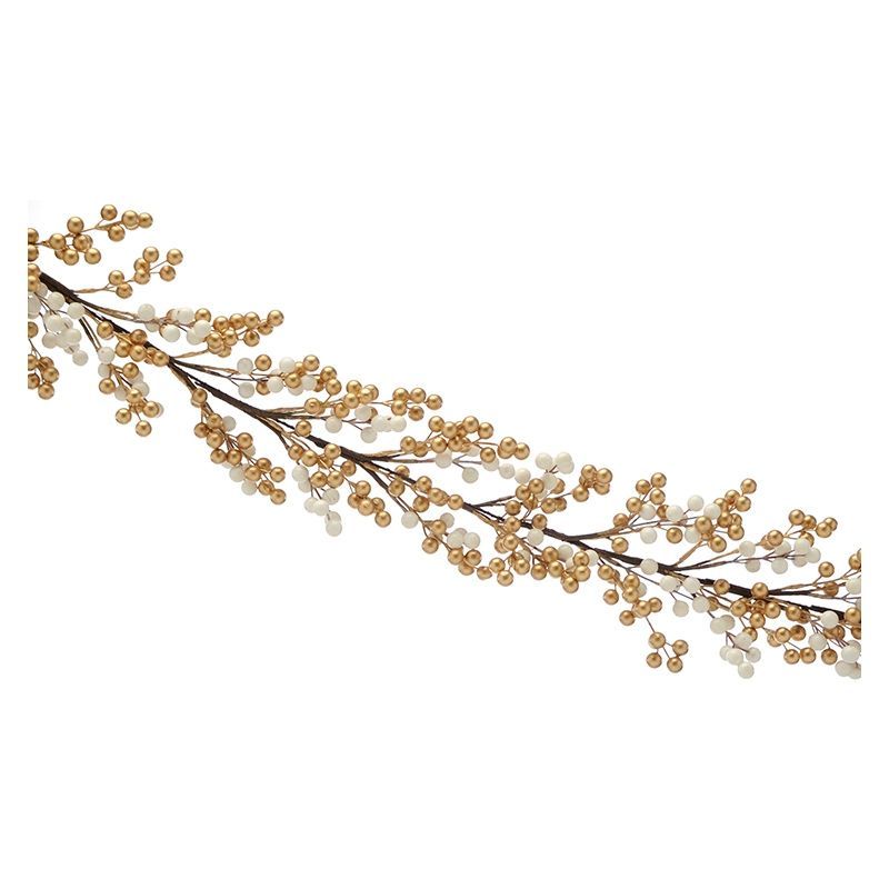 Berries Garland Christmas Decoration Gold & White - 130cm 