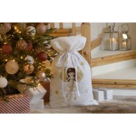 See more information about the Christmas Sack White & Gold with Angel Pattern - 70cm 