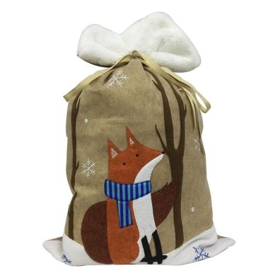 See more information about the Christmas Sack Beige & White with Fox Pattern - 70cm 