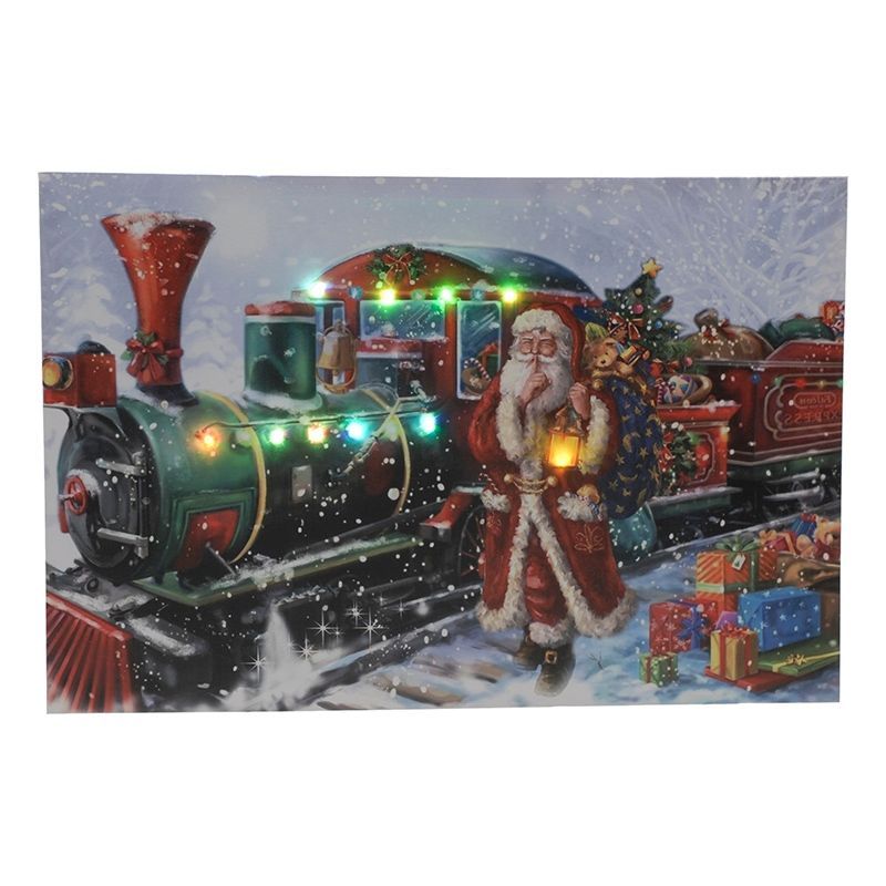 Santa & Train Indoor Illuminated Canvas 60 x 40cm
