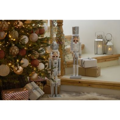 See more information about the Nutcracker Christmas Decoration White & Grey - 60cm 