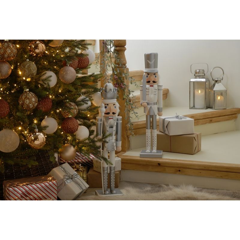 Nutcracker Christmas Decoration White & Grey - 60cm 
