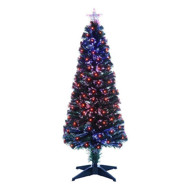 4ft Fibre Optic Christmas Tree Artificial - with LED Lights Blue & Red 