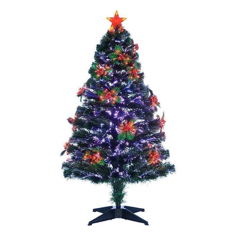 4ft Fibre Optic Christmas Tree Artificial - with LED Lights Purple & Red 