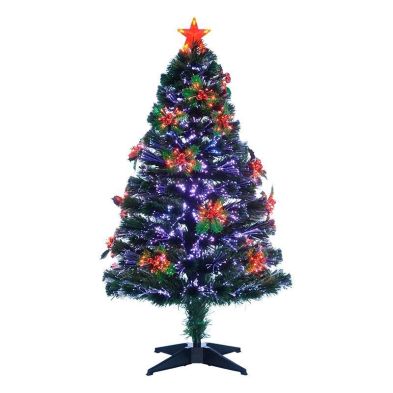 6ft Fibre Optic Christmas Tree Artificial With Led Lights Blue Red