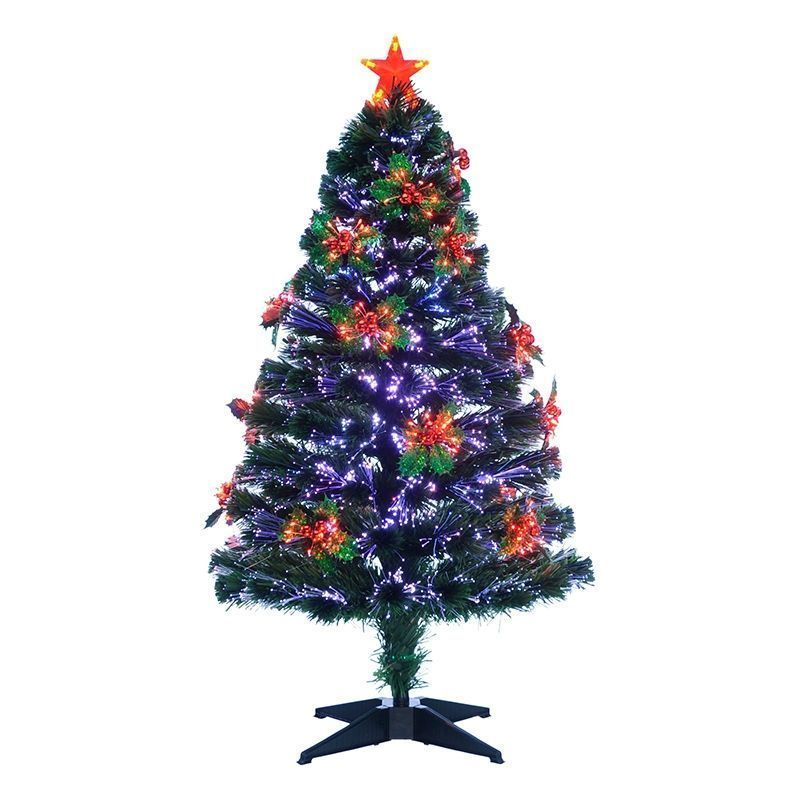 6ft Fibre Optic Christmas Tree Artificial - with LED Lights Blue & Red 