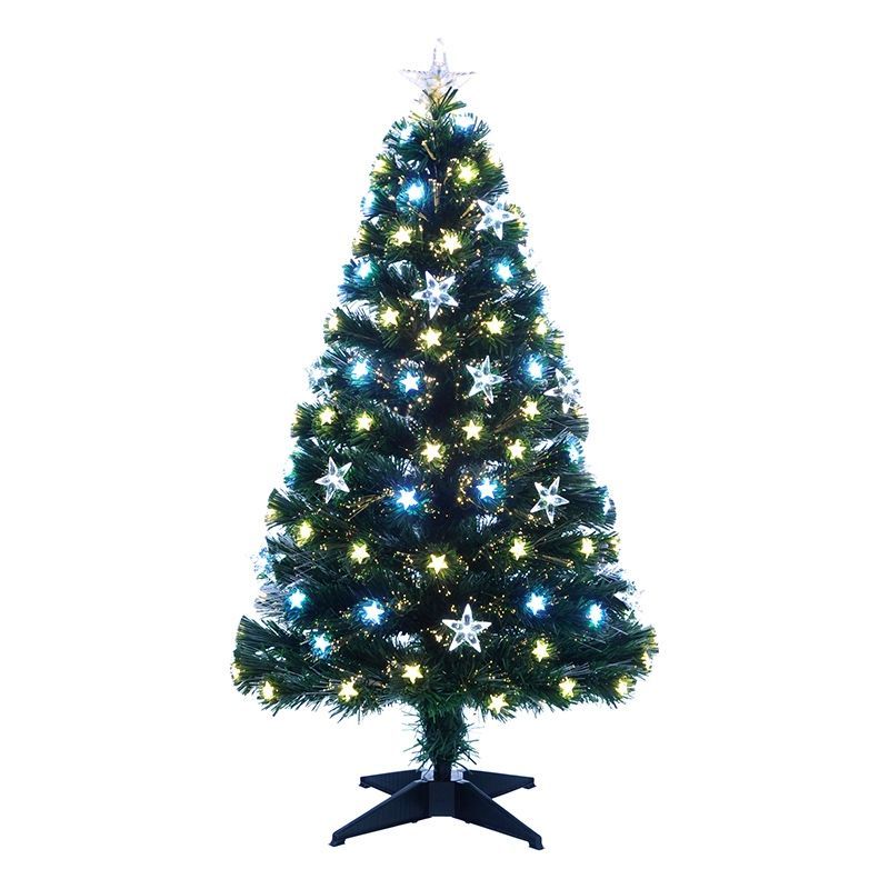 4ft Fibre Optic Christmas Tree Artificial - with LED Lights Blue & White 