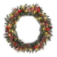 See more information about the Bauble & Tartan Indoor Illuminated Wreath Red & Green 80cm
