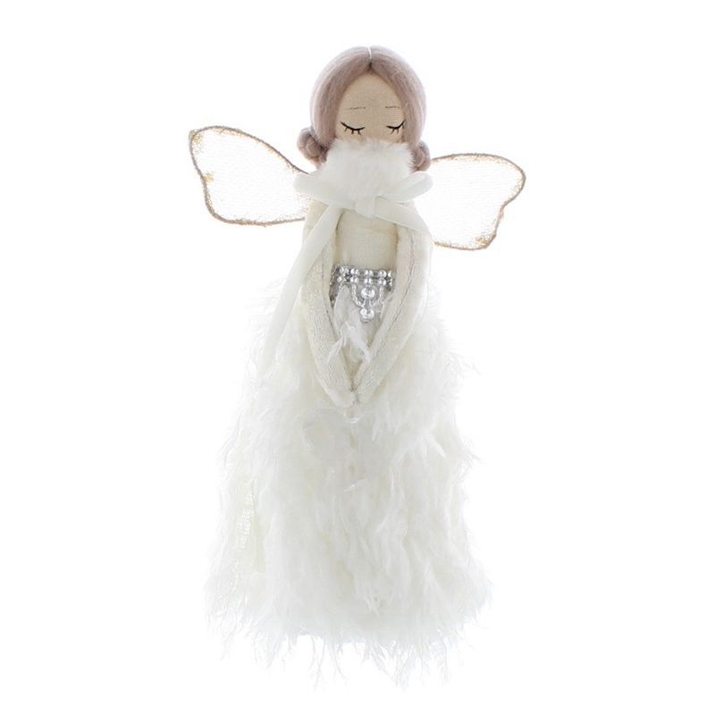 Angel With Gold Wings Standing Decoration White 24cm