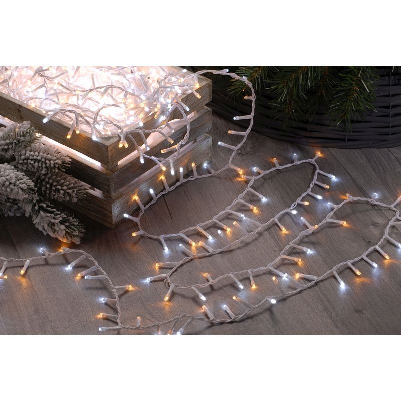 String Fairy Christmas Lights Multifunction White & Warm White Outdoor 600 LED - 15.57m Firefly 