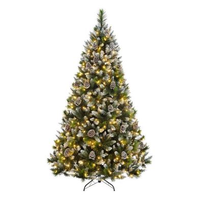 7ft Grand River Pine Christmas Tree Artificial White Frosted Green With Led Lights Warm White 1367 Tips