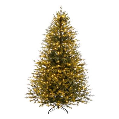 7ft Rocky Mountain Pine Christmas Tree Artificial With Led Lights Warm White 1475 Tips
