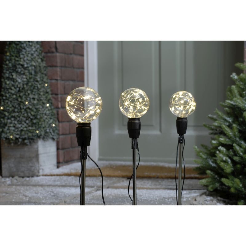 3 x Christmas Stake Light Ball Animated Warm White Outdoor - 2m by Festive