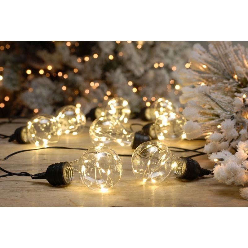 10 x String Festoon Christmas Light Animated Warm White Outdoor 10 LED - 4.5m
