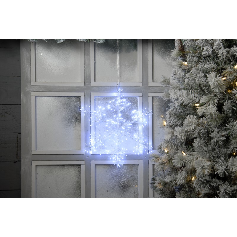 Starburst Snowflake Christmas Light Animated White Outdoor 300 LED 