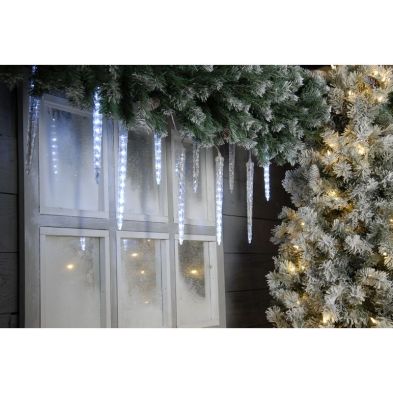 String Icicle Christmas Lights White Outdoor 120 Led 18m