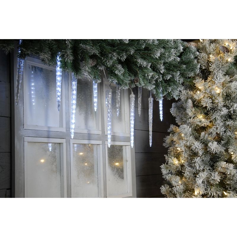 String Icicle Christmas Lights White Outdoor 120 LED - 1.8m