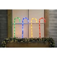 See more information about the 40 LED Candy Cane Set Of 4 Outdoor Pathfinder Stake Light Multicoloured 4 x 62cm