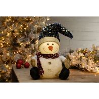 See more information about the Glitter Fluffy Snowman Indoor Illuminated Floor Decoration Warm White 65cm