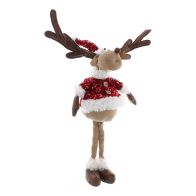 See more information about the Reindeer Christmas Decoration Red & White with Sequin Pattern - 55cm 