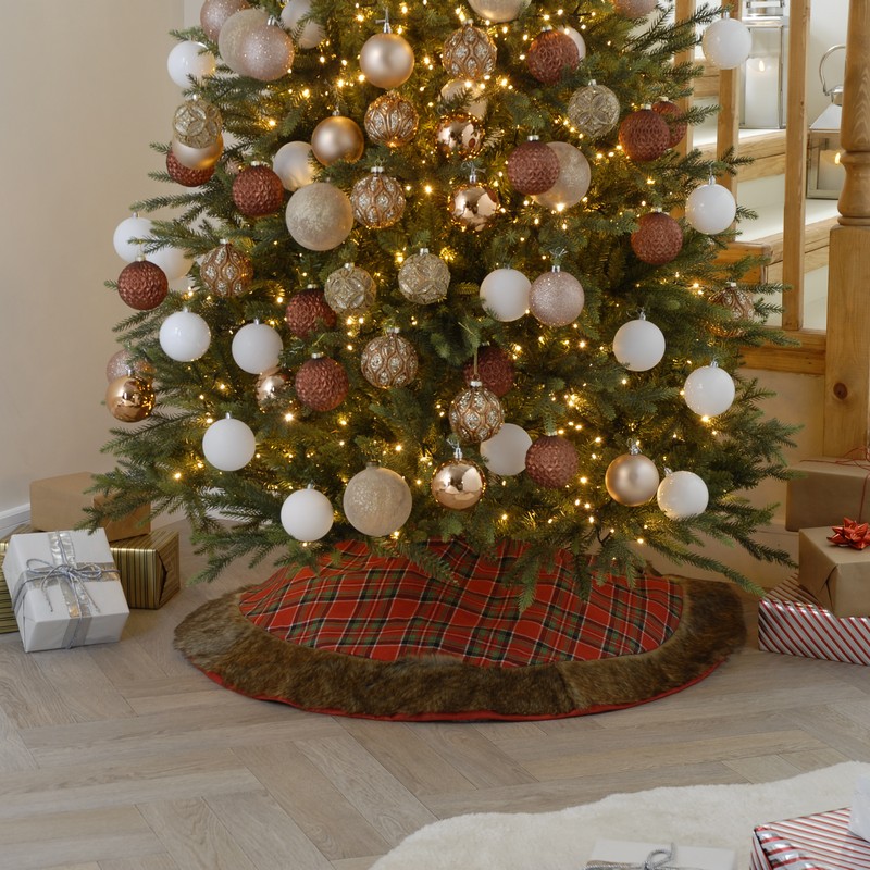 106cm Christmas Tree Skirt Fabric Tartan 