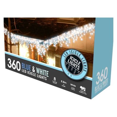 String Icicle Christmas Lights Multifunction Blue White Outdoor 360 Led 88m